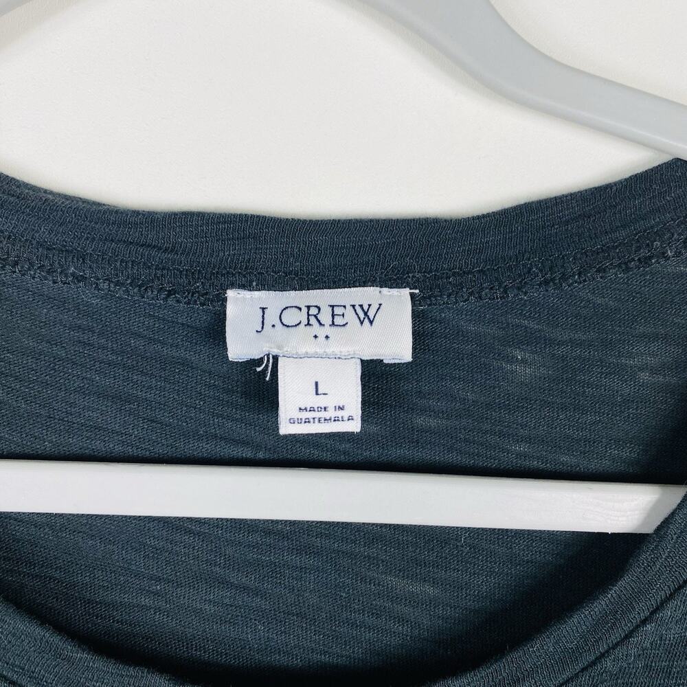 J. Crew T-Shirt Dress Large Black Short Sleeve Tie Waist 100% Cotton BI142 - Picture 5 of 6